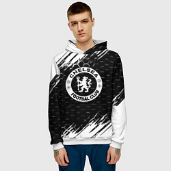 Толстовка-худи мужская Chelsea штрихи красок текстура, цвет: 3D-белый — фото 2