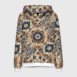 Толстовка-худи мужская Узоры калейдоскопа, цвет: 3D-белый