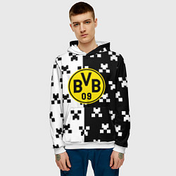 Толстовка-худи мужская Borussia pattern minecraft, цвет: 3D-белый — фото 2