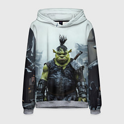 Толстовка-худи мужская Шрек панк в доспехах, цвет: 3D-меланж