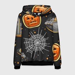 Толстовка-худи мужская Атмосфера хэллоуина, цвет: 3D-черный