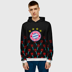 Толстовка-худи мужская Бавария Мюнхен розы паттерн, цвет: 3D-белый — фото 2
