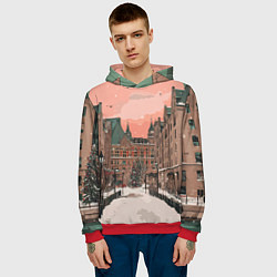 Толстовка-худи мужская Новогодний Московский двор, цвет: 3D-красный — фото 2