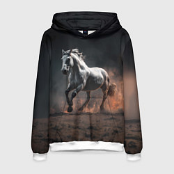Толстовка-худи мужская Белая лошадь, цвет: 3D-белый