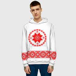 Толстовка-худи мужская Славянская вышиванка узорная, цвет: 3D-белый — фото 2