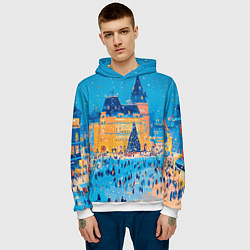 Толстовка-худи мужская Московские новогодние каникулы, цвет: 3D-белый — фото 2