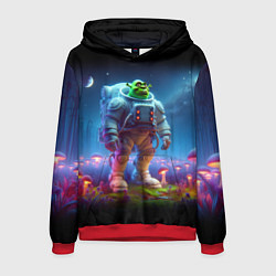 Толстовка-худи мужская Шрек бравый космонавт - неоновое свечение, цвет: 3D-красный