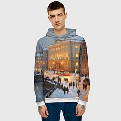 Толстовка-худи мужская Предновогодний Санкт-Петербург, цвет: 3D-белый — фото 2