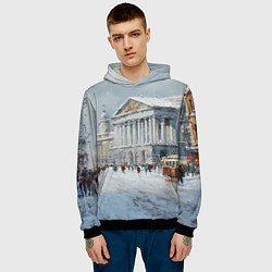 Толстовка-худи мужская Зимний Питер красками, цвет: 3D-черный — фото 2