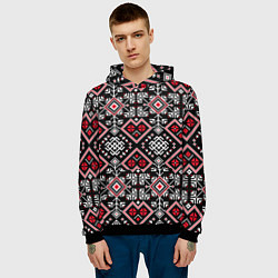Толстовка-худи мужская Славянский орнамент обережный, цвет: 3D-черный — фото 2