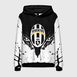 Толстовка-худи мужская Ювентус краски всплеск текстура, цвет: 3D-черный