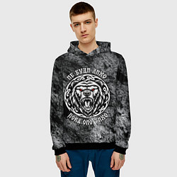 Толстовка-худи мужская Не буди лихо пока оно тихо - медведь русич, цвет: 3D-черный — фото 2