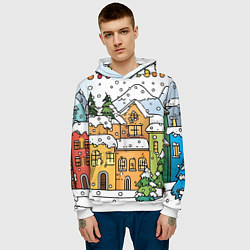Толстовка-худи мужская Новогодний снегопад, цвет: 3D-белый — фото 2