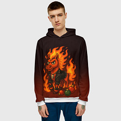 Толстовка-худи мужская Огненный конь 26, цвет: 3D-белый — фото 2