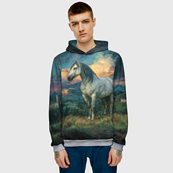 Толстовка-худи мужская Конь маслом, цвет: 3D-меланж — фото 2