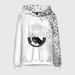 Толстовка-худи мужская Реал Мадрид черно белые краски, цвет: 3D-белый