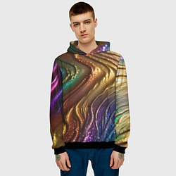 Толстовка-худи мужская Сморщенные складочки жидкости, цвет: 3D-черный — фото 2