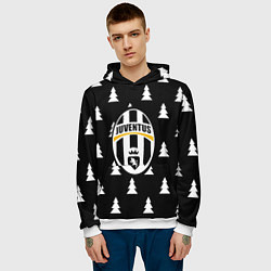 Толстовка-худи мужская Ювентус ёлочки паттерн, цвет: 3D-белый — фото 2