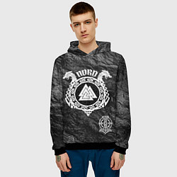 Толстовка-худи мужская Символ валькнут, цвет: 3D-черный — фото 2