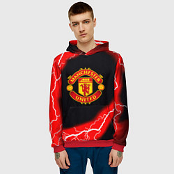 Толстовка-худи мужская Манчестер Юнайтед шторм молнии, цвет: 3D-красный — фото 2