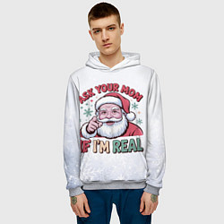Толстовка-худи мужская Санта в шутливом настроении, цвет: 3D-меланж — фото 2