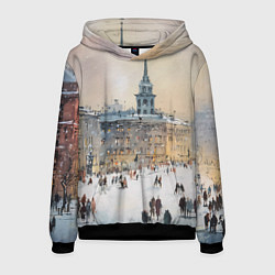 Толстовка-худи мужская Снежный зимний Питер, цвет: 3D-черный