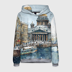 Толстовка-худи мужская Новогодний снежный Питер, цвет: 3D-меланж