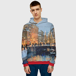 Толстовка-худи мужская Снежный вечер в Питере, цвет: 3D-красный — фото 2
