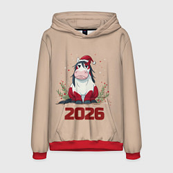 Толстовка-худи мужская Карикатурная лошадка 2026, цвет: 3D-красный