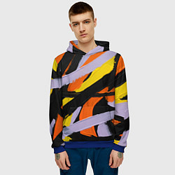 Толстовка-худи мужская Полоски краски абстракция, цвет: 3D-синий — фото 2