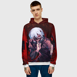 Толстовка-худи мужская Токийский Гуль, цвет: 3D-белый — фото 2