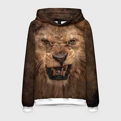 Толстовка-худи мужская Взгляд льва, цвет: 3D-белый