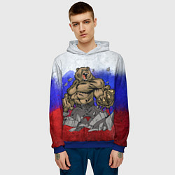 Толстовка-худи мужская Русский медведь, цвет: 3D-синий — фото 2