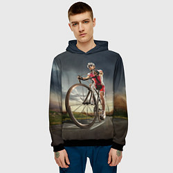 Толстовка-худи мужская Велогонщик, цвет: 3D-черный — фото 2