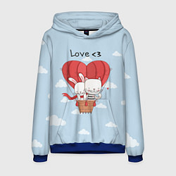 Толстовка-худи мужская Влюбленные на шаре, цвет: 3D-синий