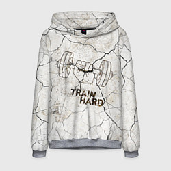 Толстовка-худи мужская Train hard, цвет: 3D-меланж
