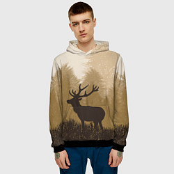 Толстовка-худи мужская Олень на охоте, цвет: 3D-черный — фото 2