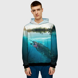 Толстовка-худи мужская Рыбалка на спиннинг, цвет: 3D-черный — фото 2