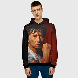Толстовка-худи мужская Джеки Чан, цвет: 3D-черный — фото 2