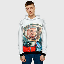 Толстовка-худи мужская Гагарин в полете, цвет: 3D-черный — фото 2