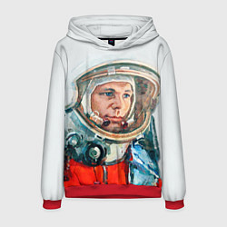 Толстовка-худи мужская Гагарин в полете, цвет: 3D-красный