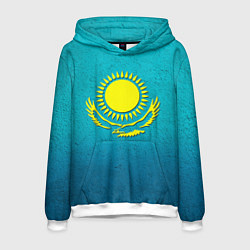 Толстовка-худи мужская Флаг Казахстана, цвет: 3D-белый