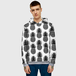 Толстовка-худи мужская Ананасы 3, цвет: 3D-меланж — фото 2