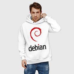 Толстовка оверсайз мужская Debian, цвет: белый — фото 2