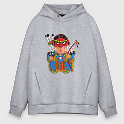 Толстовка оверсайз мужская Забавные Индейцы 7, цвет: меланж