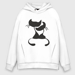 Толстовка оверсайз мужская Кошки LOVE, цвет: белый