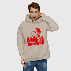 Толстовка оверсайз мужская Велосипед, цвет: миндальный — фото 2