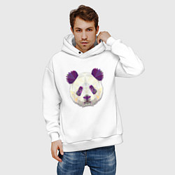 Толстовка оверсайз мужская Полигональная панда, цвет: белый — фото 2