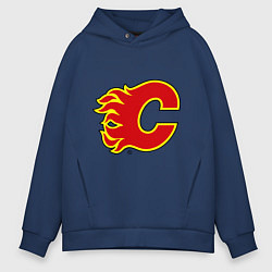 Толстовка оверсайз мужская Calgary Flames, цвет: тёмно-синий