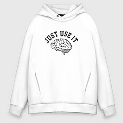 Толстовка оверсайз мужская Мозг, цвет: белый